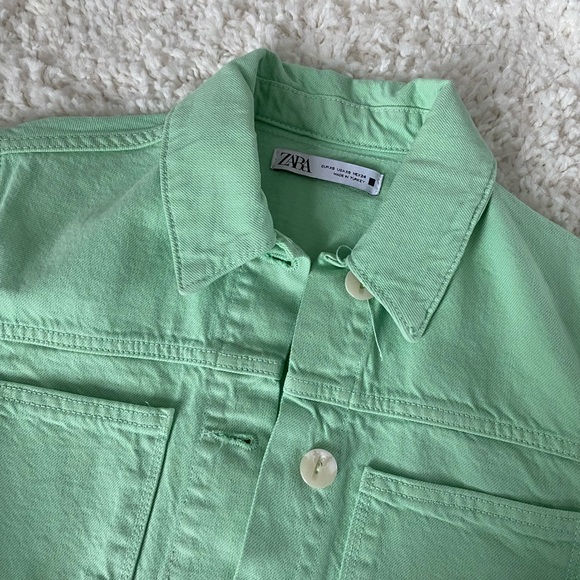 Zara green cropped jeans jacket - Picture 6 of 6